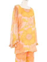 1970s Poppy Printed Chiffon Babydoll Ensemble Suit arcadeshops.com