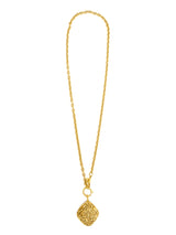 Chanel Diamond Shaped Relief Pendant Necklace Accessory arcadeshops.com