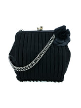 Chanel Black Satin Chain Fringe Evening Bag Accessory arcadeshops.com
