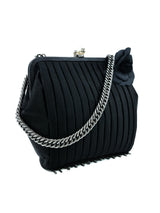 Chanel Black Satin Chain Fringe Evening Bag Accessory arcadeshops.com