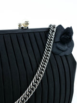 Chanel Black Satin Chain Fringe Evening Bag Accessory arcadeshops.com