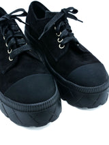 Chanel Suede Quilted Lug Sole Sneakers, 38.5 Accessory arcadeshops.com