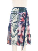 Jean Paul Gaultier Printed Mesh Wrap Skirt Bottom arcadeshops.com