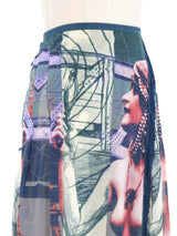 Jean Paul Gaultier Printed Mesh Wrap Skirt Bottom arcadeshops.com