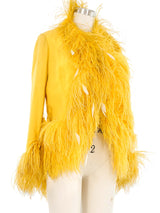 1970s Yellow Michael Novarese Feather Trim Jacket Jacket arcadeshops.com