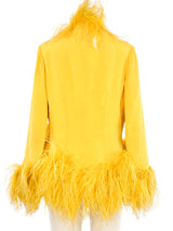 1970s Yellow Michael Novarese Feather Trim Jacket Jacket arcadeshops.com