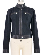 2000 Gucci Monogram Denim and Leather Jacket Jacket arcadeshops.com