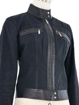 2000 Gucci Monogram Denim and Leather Jacket Jacket arcadeshops.com