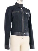 2000 Gucci Monogram Denim and Leather Jacket Jacket arcadeshops.com