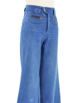 1970s High Waist Mid Wash Flared Jeans Bottom arcadeshops.com