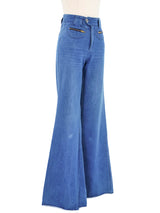 1970s High Waist Mid Wash Flared Jeans Bottom arcadeshops.com