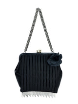 Chanel Black Satin Chain Fringe Evening Bag Accessory arcadeshops.com