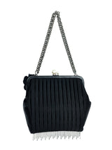 Chanel Black Satin Chain Fringe Evening Bag Accessory arcadeshops.com