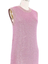 2021 Gucci Pink Crystal Knit Tank Dress Dress arcadeshops.com