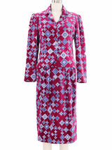 1970s Emilio Pucci Printed Ruby Velvet Three Piece Ensemble Suit arcadeshops.com