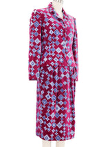 1970s Emilio Pucci Printed Ruby Velvet Three Piece Ensemble Suit arcadeshops.com