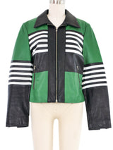 North Beach Colorblock Striped Leather Jacket Jacket arcadeshops.com