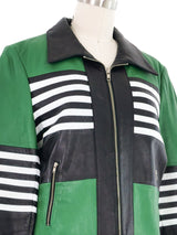 North Beach Colorblock Striped Leather Jacket Jacket arcadeshops.com