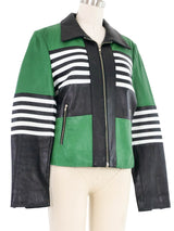 North Beach Colorblock Striped Leather Jacket Jacket arcadeshops.com