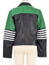 North Beach Colorblock Striped Leather Jacket Jacket arcadeshops.com