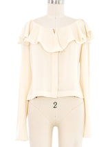 2000 Chanel Ivory Ruffle Collar Open Back Top Top arcadeshops.com