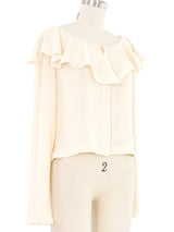 2000 Chanel Ivory Ruffle Collar Open Back Top Top arcadeshops.com