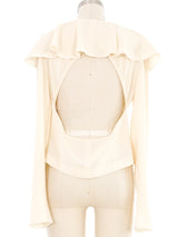 2000 Chanel Ivory Ruffle Collar Open Back Top Top arcadeshops.com