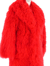Red Mongolian Fur Coat Outerwear arcadeshops.com
