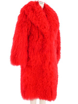 Red Mongolian Fur Coat Outerwear arcadeshops.com