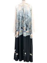 1970s Jean Varon Crochet Lace Trimed Graphic Caftan Dress arcadeshops.com