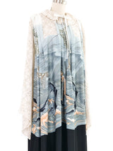 1970s Jean Varon Crochet Lace Trimed Graphic Caftan Dress arcadeshops.com