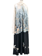 1970s Jean Varon Crochet Lace Trimed Graphic Caftan Dress arcadeshops.com