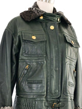 1990s Gucci Shearling Trimmed Leather Bomber Jacket Jacket arcadeshops.com