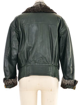 1990s Gucci Shearling Trimmed Leather Bomber Jacket Jacket arcadeshops.com