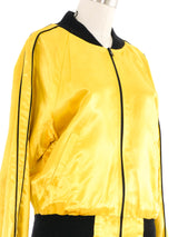 Ellis Island Embroidered Satin Bomber Jacket arcadeshops.com