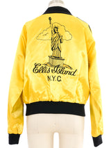 Ellis Island Embroidered Satin Bomber Jacket arcadeshops.com