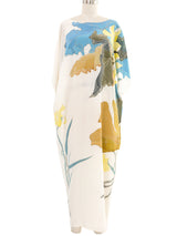 White Painted Silk Floral Maxi Dress Dress arcadeshops.com