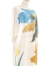 White Painted Silk Floral Maxi Dress Dress arcadeshops.com