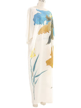 White Painted Silk Floral Maxi Dress Dress arcadeshops.com