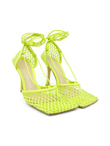 Bottega Veneta Neon Stretch Mesh Heeled Sandals, 39.5 Accessory arcadeshops.com