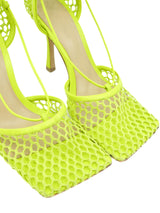Bottega Veneta Neon Stretch Mesh Heeled Sandals, 39.5 Accessory arcadeshops.com