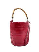 1990s Gucci Red Patent Leather Bamboo Handle Bucket Bag Accessory arcadeshops.com