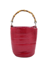 1990s Gucci Red Patent Leather Bamboo Handle Bucket Bag Accessory arcadeshops.com
