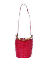 1990s Gucci Red Patent Leather Bamboo Handle Bucket Bag Accessory arcadeshops.com