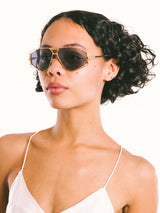 Cazal Model 956 Goldtone Cutout Sunglasses Accessory arcadeshops.com