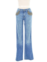 Roberto Cavalli Crystal Embellished Jeans Bottom arcadeshops.com