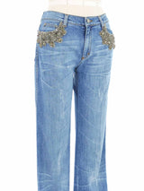 Roberto Cavalli Crystal Embellished Jeans Bottom arcadeshops.com