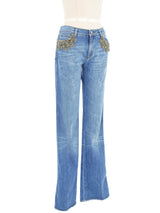 Roberto Cavalli Crystal Embellished Jeans Bottom arcadeshops.com