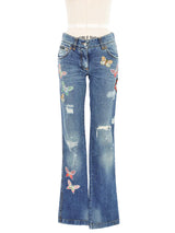 Dolce & Gabbana Butterfly Embroidered Jeans Bottom arcadeshops.com