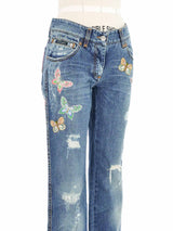Dolce & Gabbana Butterfly Embroidered Jeans Bottom arcadeshops.com